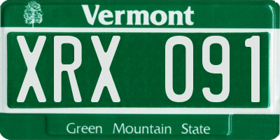 VT license plate XRX091