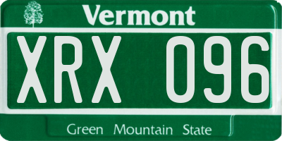 VT license plate XRX096