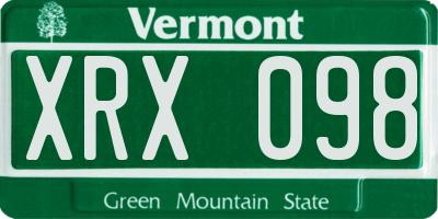 VT license plate XRX098
