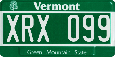 VT license plate XRX099