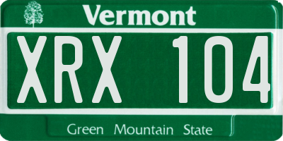 VT license plate XRX104