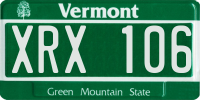 VT license plate XRX106