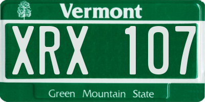 VT license plate XRX107