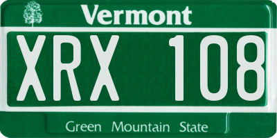 VT license plate XRX108