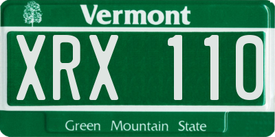 VT license plate XRX110