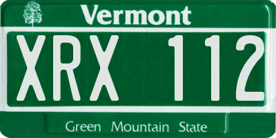 VT license plate XRX112