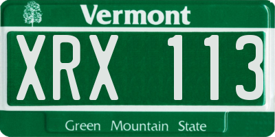 VT license plate XRX113
