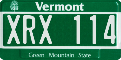 VT license plate XRX114