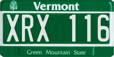 VT license plate XRX116