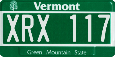 VT license plate XRX117