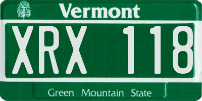 VT license plate XRX118