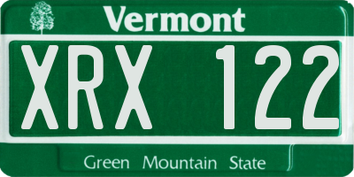 VT license plate XRX122