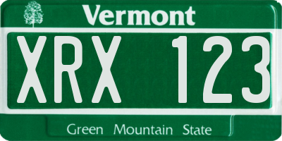 VT license plate XRX123