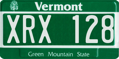 VT license plate XRX128