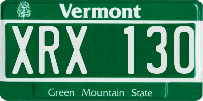 VT license plate XRX130