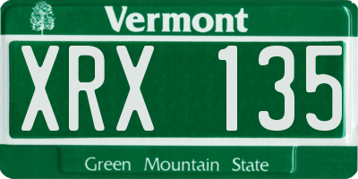 VT license plate XRX135
