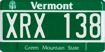 VT license plate XRX138