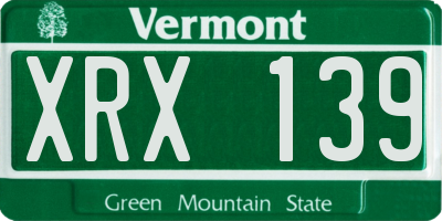 VT license plate XRX139