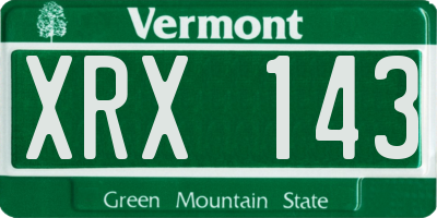 VT license plate XRX143