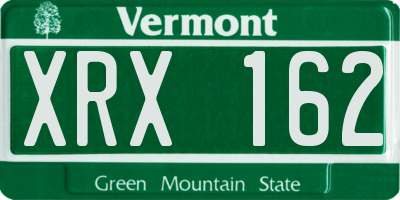 VT license plate XRX162