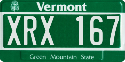 VT license plate XRX167