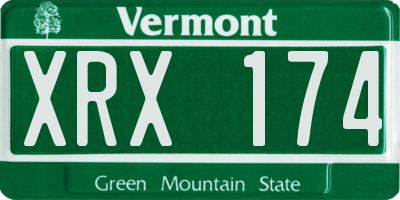 VT license plate XRX174