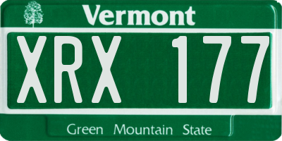 VT license plate XRX177