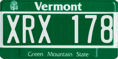 VT license plate XRX178