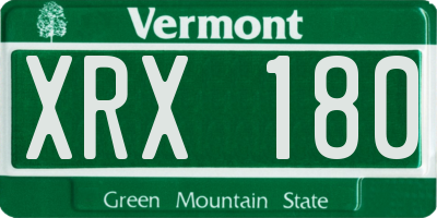 VT license plate XRX180