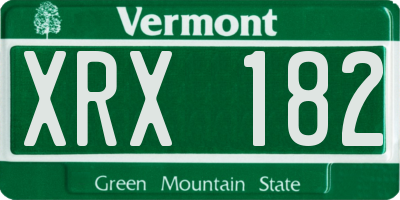 VT license plate XRX182