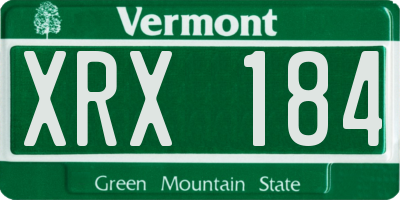 VT license plate XRX184