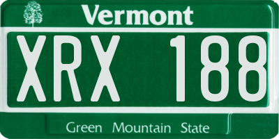 VT license plate XRX188