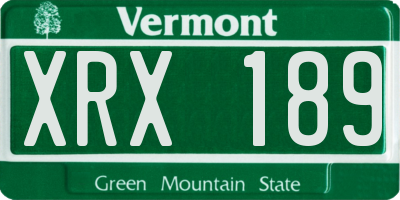 VT license plate XRX189