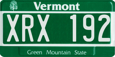VT license plate XRX192