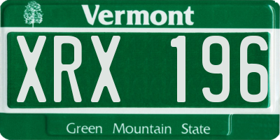 VT license plate XRX196