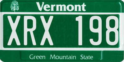 VT license plate XRX198