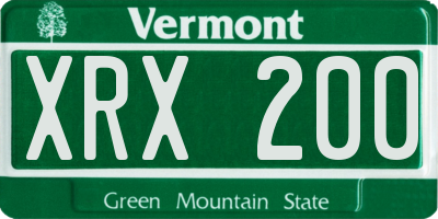 VT license plate XRX200