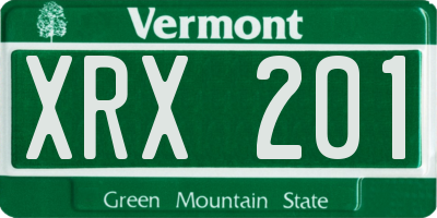 VT license plate XRX201