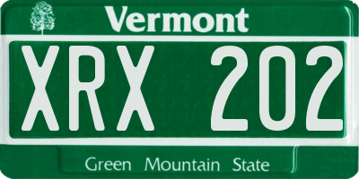 VT license plate XRX202