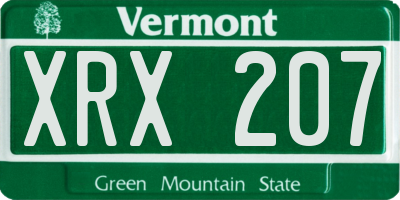 VT license plate XRX207