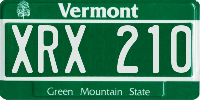 VT license plate XRX210