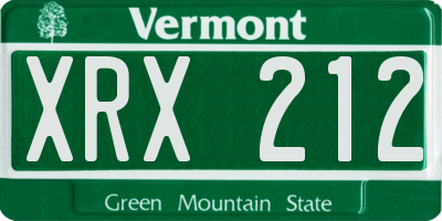 VT license plate XRX212