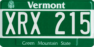 VT license plate XRX215