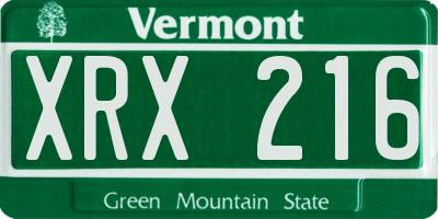 VT license plate XRX216