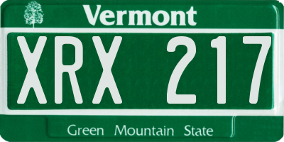 VT license plate XRX217