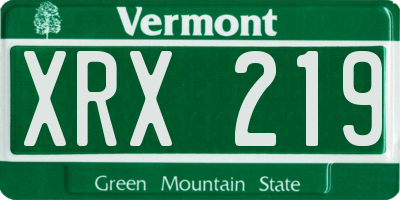 VT license plate XRX219