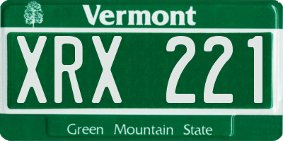 VT license plate XRX221