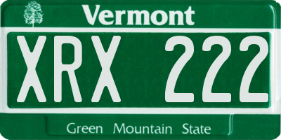VT license plate XRX222
