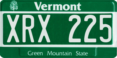 VT license plate XRX225