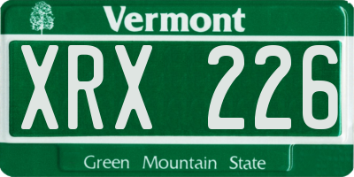 VT license plate XRX226